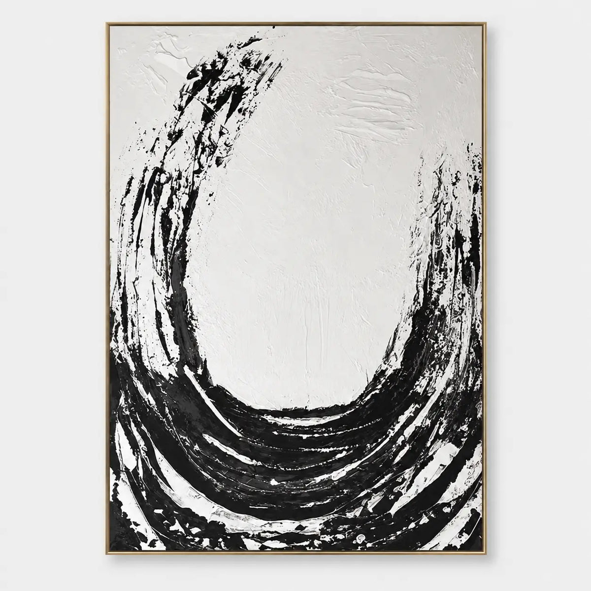 An Arc Left Open: Rough black concentric strokes form an open U around a white center