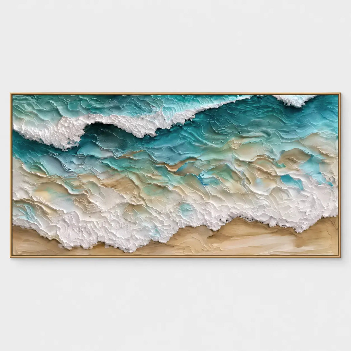 Turquoise Lace Along the Shore: Overhead turquoise surf in overlapping irregular contours