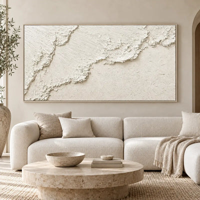A Ridge Across Silence: above a cream sofa and round stone coffee table