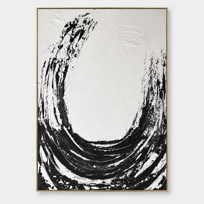 An Arc Left Open: Rough black concentric strokes form an open U around a white center
