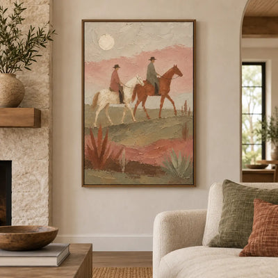 Beneath the Desert Moon: beside a stone fireplace with a cream chair in the foreground