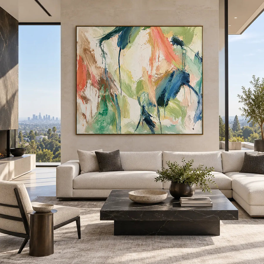 Expressionist Art | Coral Ribbon Beside Falling Blue