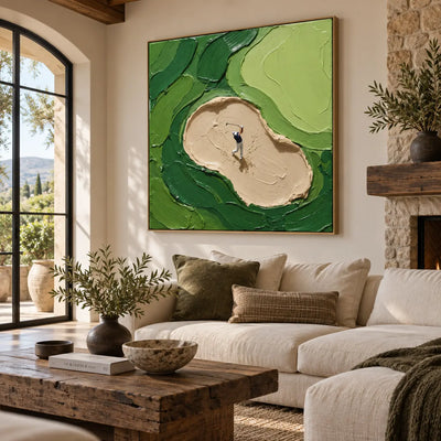 From the Sand above a pale sectional beside a stone fireplace and arched window
