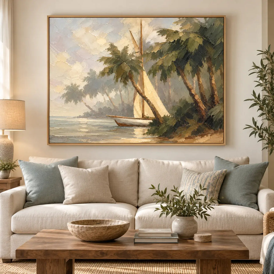 Vintage Coastal Art | Palms at Anchor
