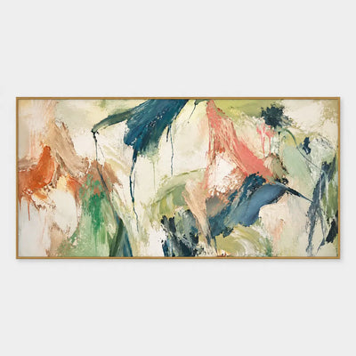 Teal Gestures Through Pale Air: A dark teal gesture falls from the top into a pale cream field