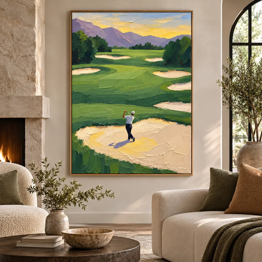 The Bunker Below the Peaks: between a stone fireplace and arched black window