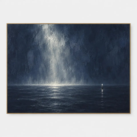 The Small Light Offshore: A pale vertical glow descends through a dark blue sky to the horizon