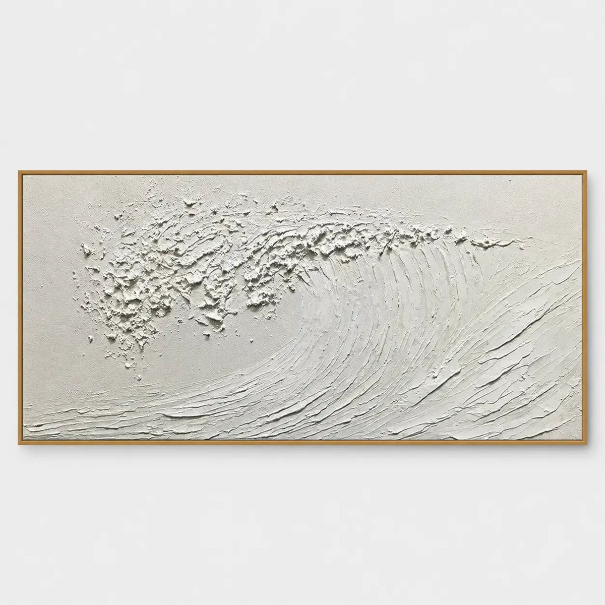 The Uncolored Breaker: Monochrome ivory wave curls leftward