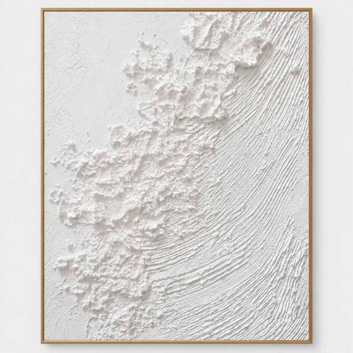The White Current: A rough white diagonal strip meets finely curved parallel ridges