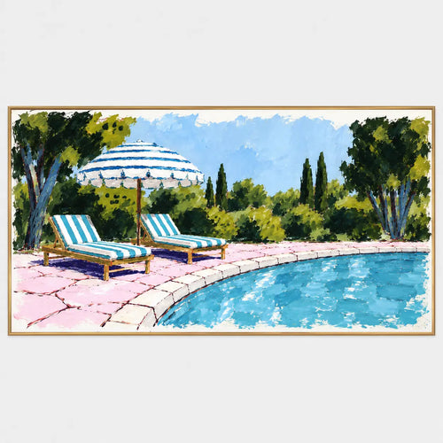Poolside Art | Two Loungers on Rose Stone