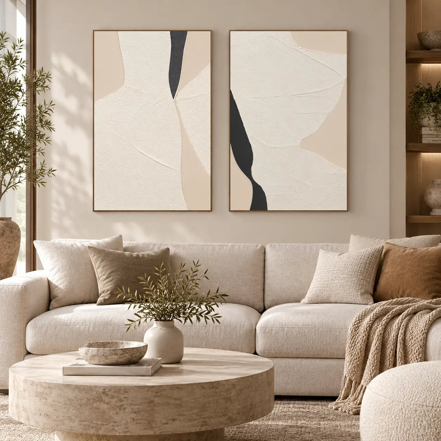 Minimalist Art | Two Openings in Cream