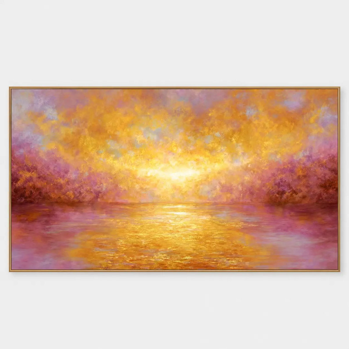 Where Amber Meets Violet: Golden light opens between violet banks and reflects across still water